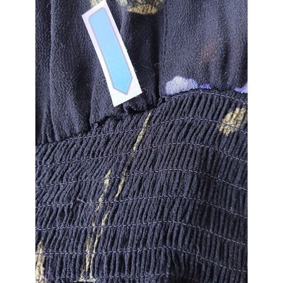 American Eagle Jumpsuit Womens Medium Black Floral V Neck Pockets Keyhole Back - Picture 7 of 7